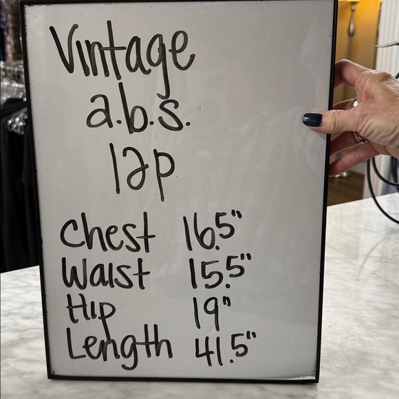 A.B.S | Allen Schwartz Vintage Black Slip Dress with Lace Straps size 12/P - Picture 8 of 11